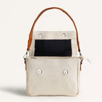 Beige And Tan Vegan Leather Shoulder Bag