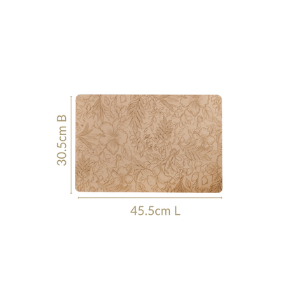Beige Embossed Hibiscus Rectangular Placemats Set Of 6