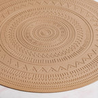 Beige Embossed Warli Design Round Table Mat Set Of 6