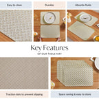 Beige Gold Chevron Tablemat Set Of 6