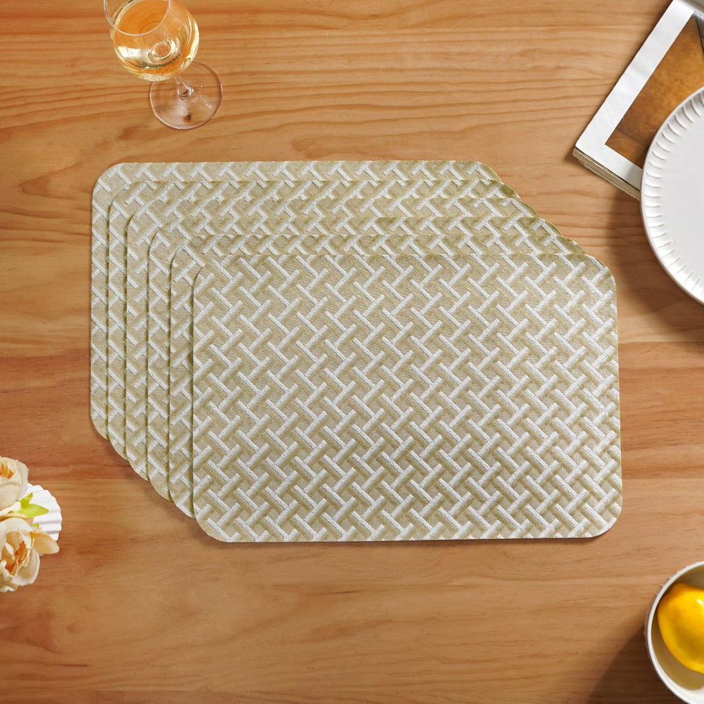 Beige Gold Chevron Tablemat Set Of 6