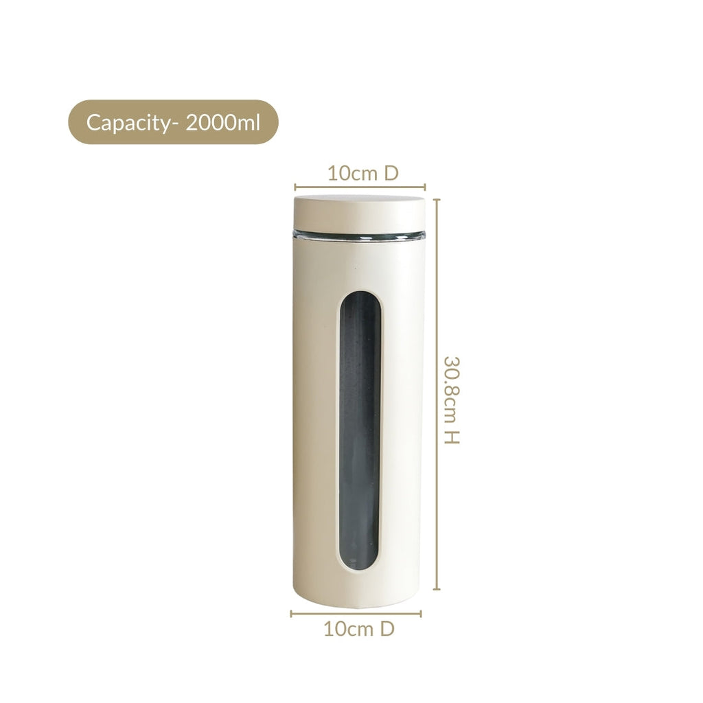 Beige Tall Kitchen Storage Canister Set Of 4 2000ml