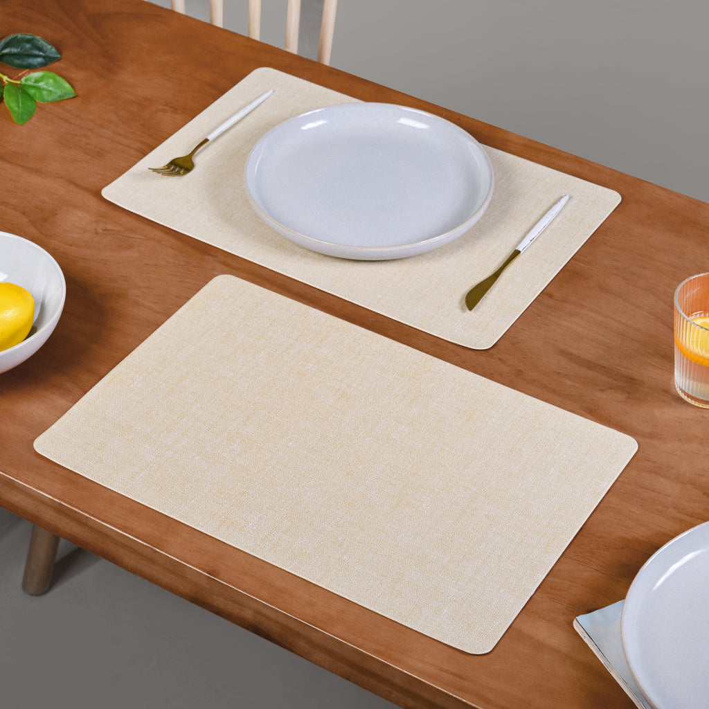 Rectangular Beige Dining Table Mat Set Of 6