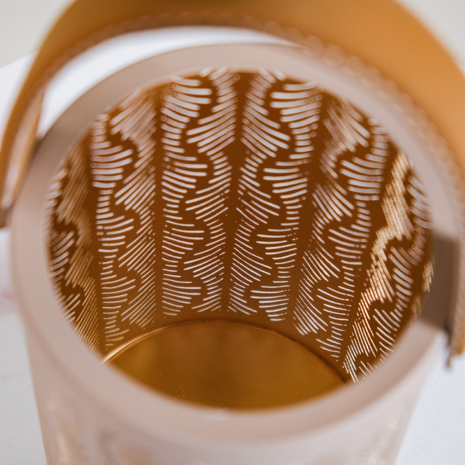 Modern Matte Beige Leaf Cutwork Metal Lantern Set Of 2