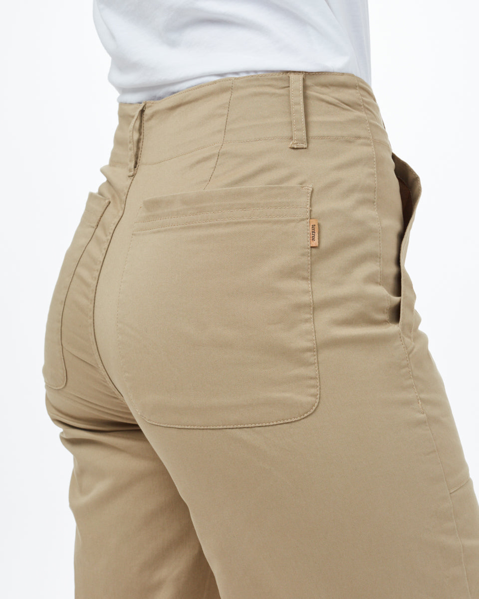 Twill Cropped Wide Leg Pant
