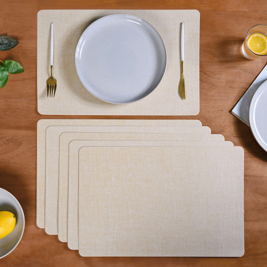 Rectangular Beige Dining Table Mat Set Of 6
