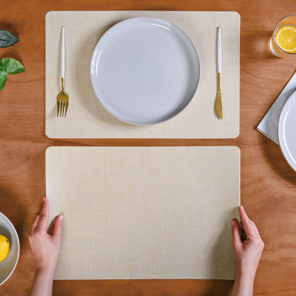Rectangular Beige Dining Table Mat Set Of 6
