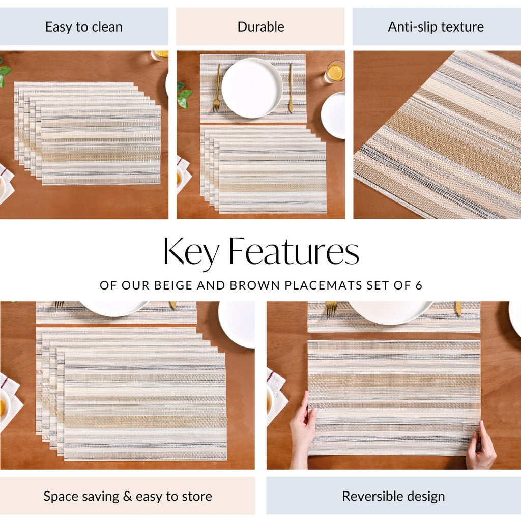Beige and Brown Placemats Set Of 6