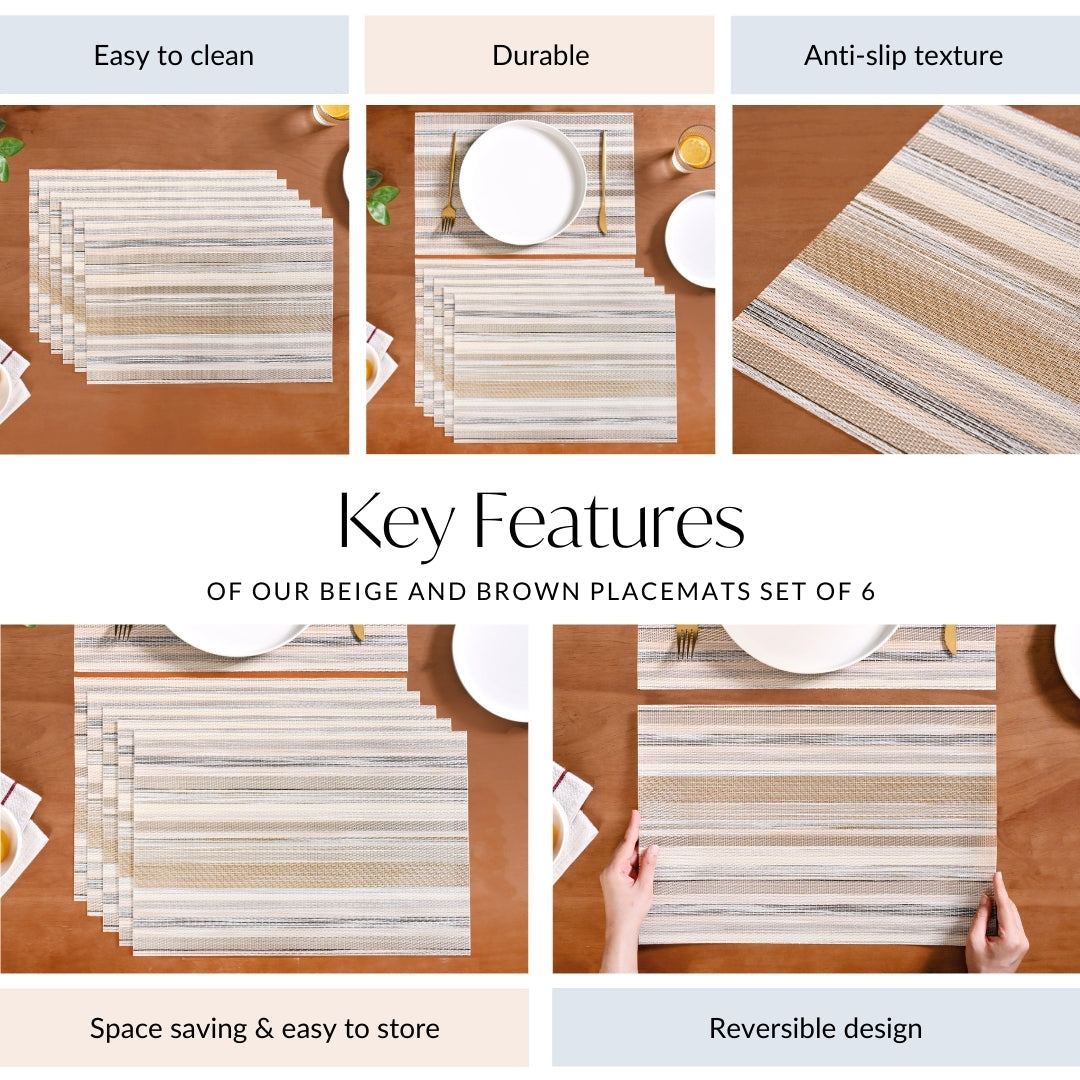 Beige and Brown Placemats Set Of 6