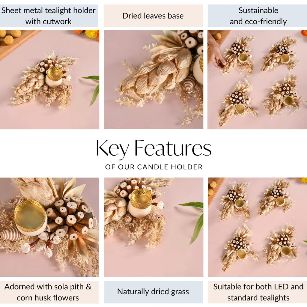 BioBloom Organic Tea Light Candle Holder Set Of 4