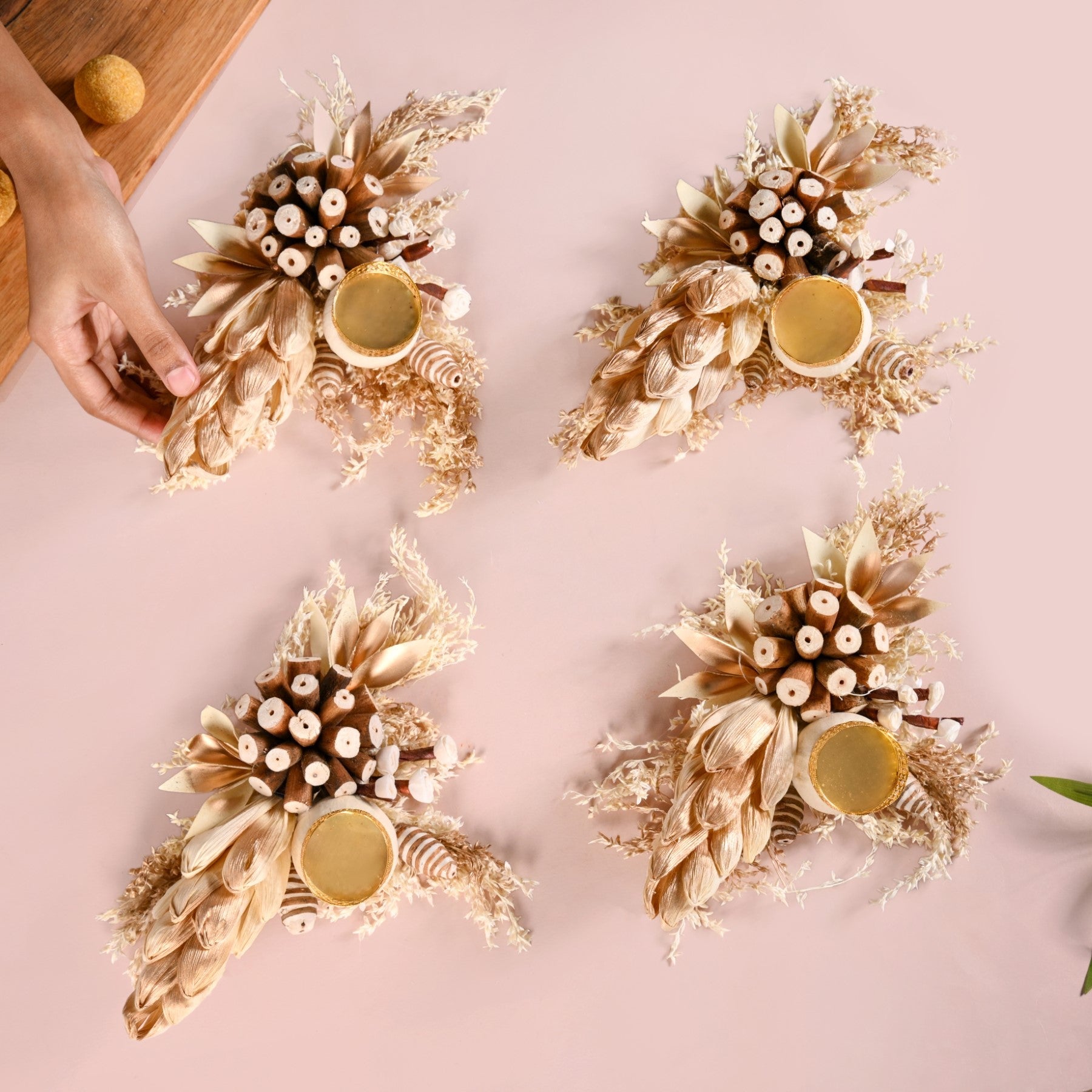 BioBloom Organic Tea Light Candle Holder Set Of 4