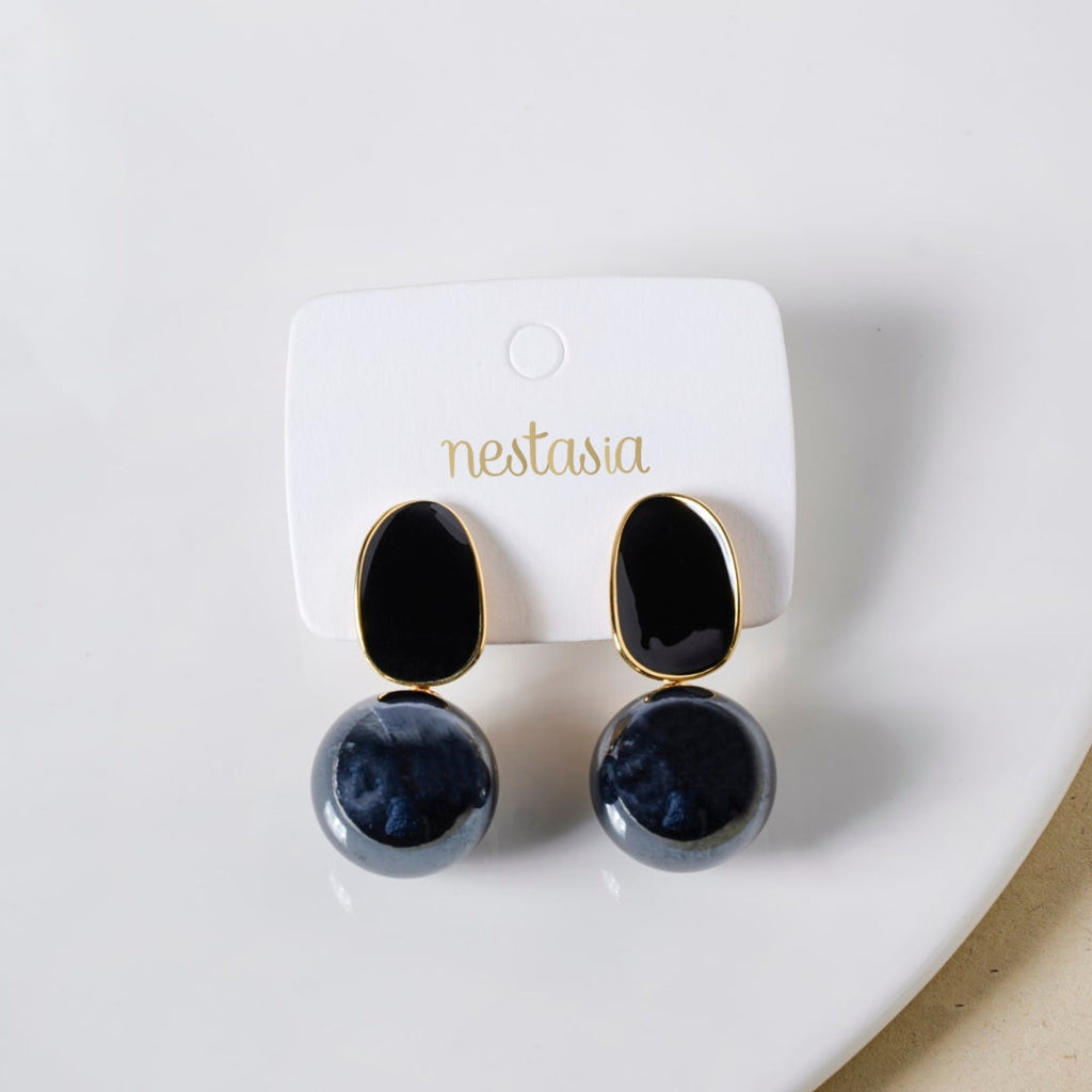 Black And Grey Contemporary Pearl Earrings