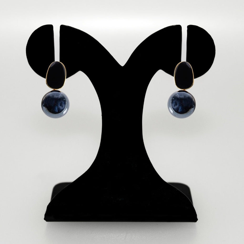 Black And Grey Contemporary Pearl Earrings