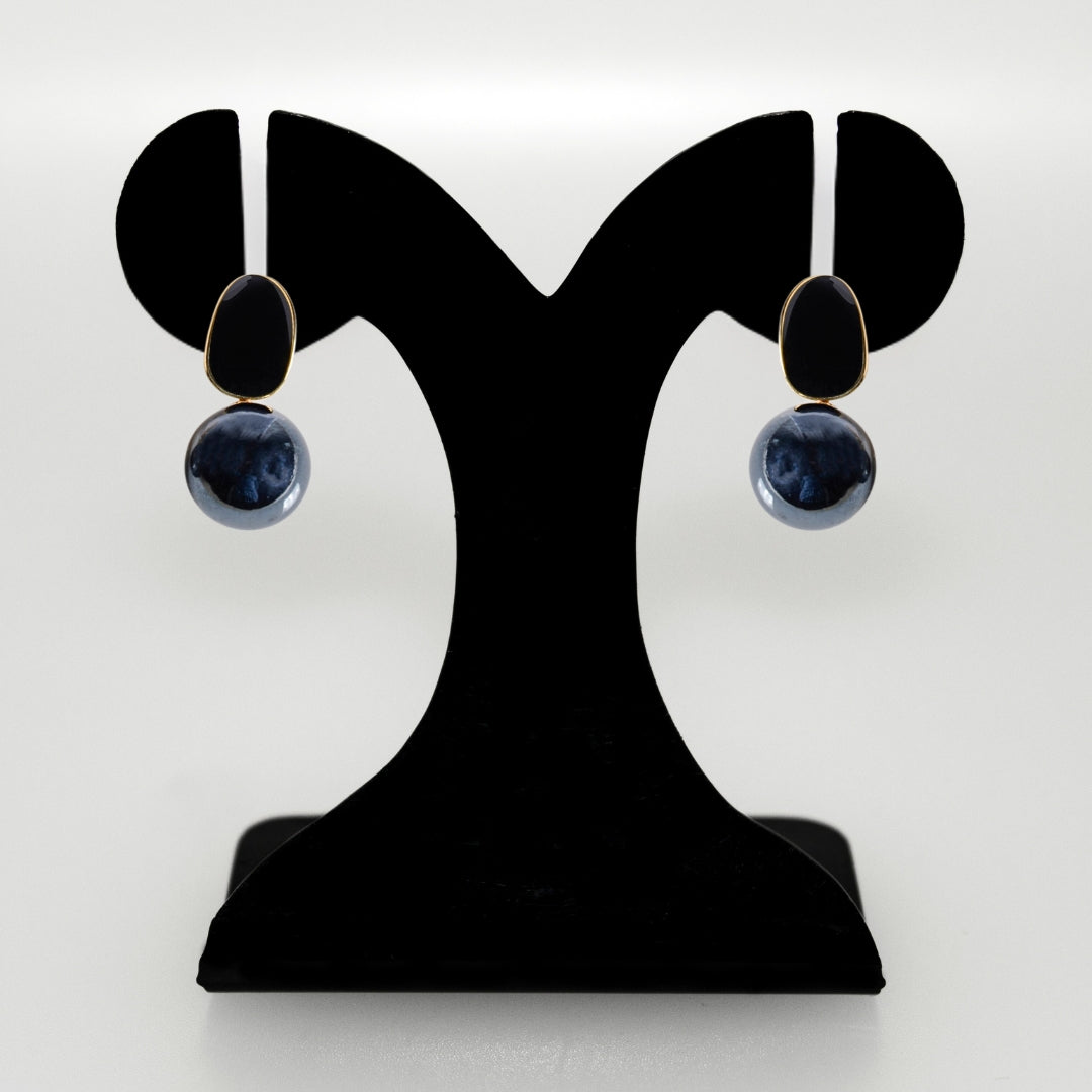 Black And Grey Contemporary Pearl Earrings