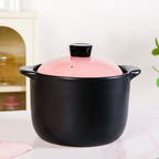Flamora Big Ceramic Pot With Lid Pink Black 6000ml