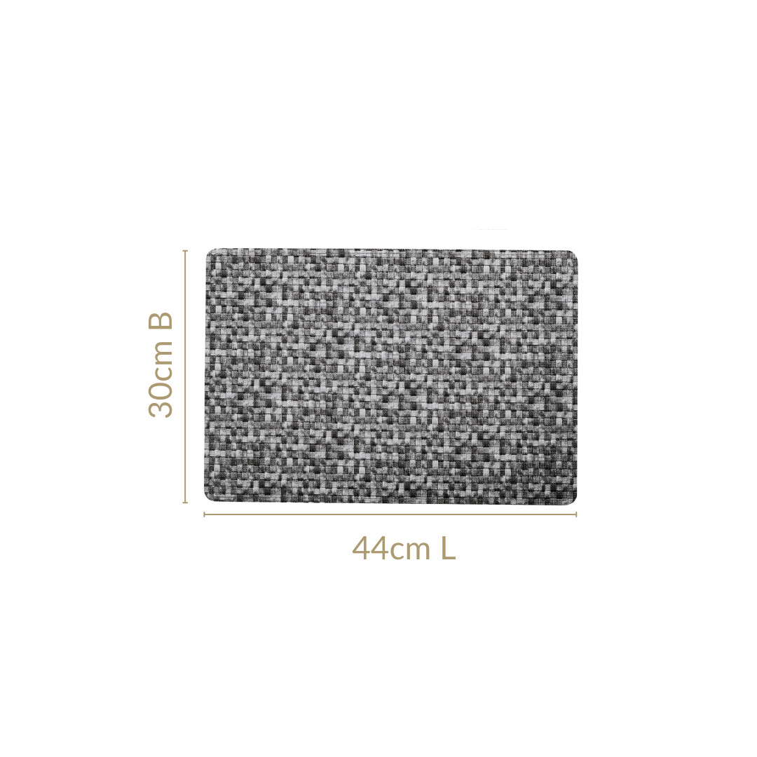 Black And White Intrecciato Weave Rectangular Table Mat Set Of 6