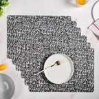 Black And White Intrecciato Weave Rectangular Table Mat Set Of 6