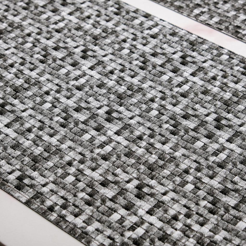 Black And White Intrecciato Weave Rectangular Table Mat Set Of 6