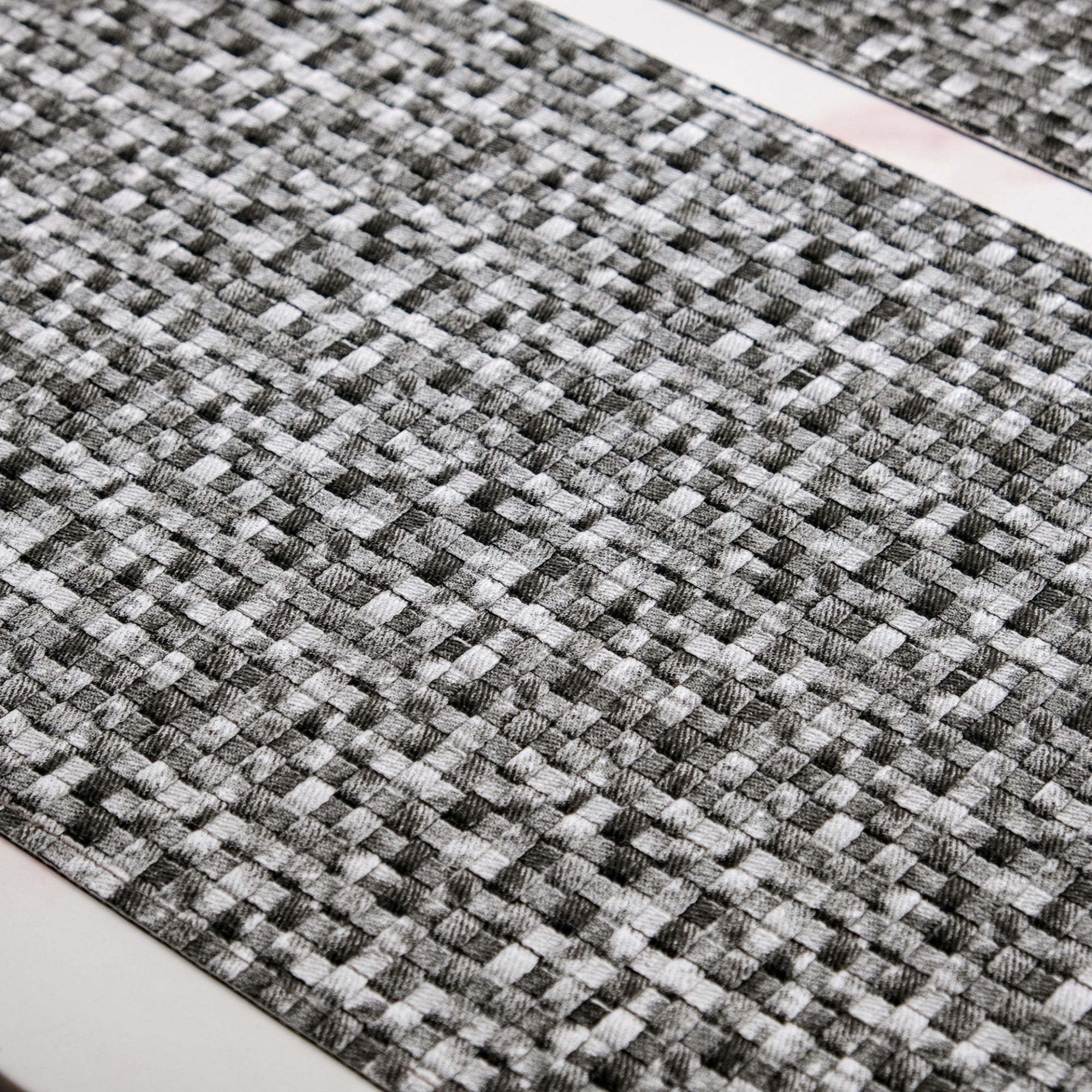 Black And White Intrecciato Weave Rectangular Table Mat Set Of 6