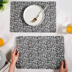Black And White Intrecciato Weave Rectangular Table Mat Set Of 6
