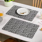 Black And White Intrecciato Weave Rectangular Table Mat Set Of 6
