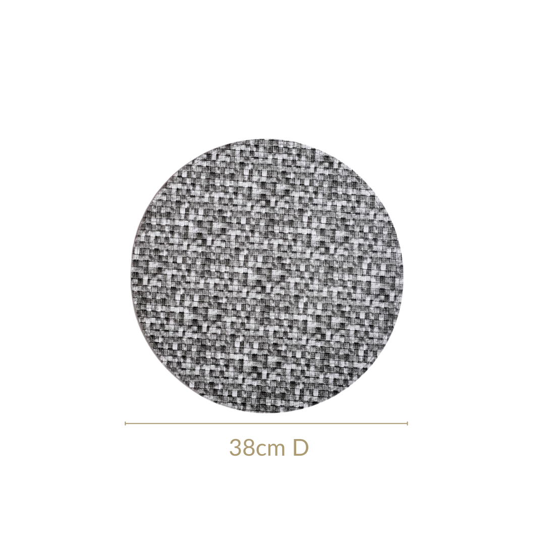 Black And White Intrecciato Weave Round Table Mat Set Of 6