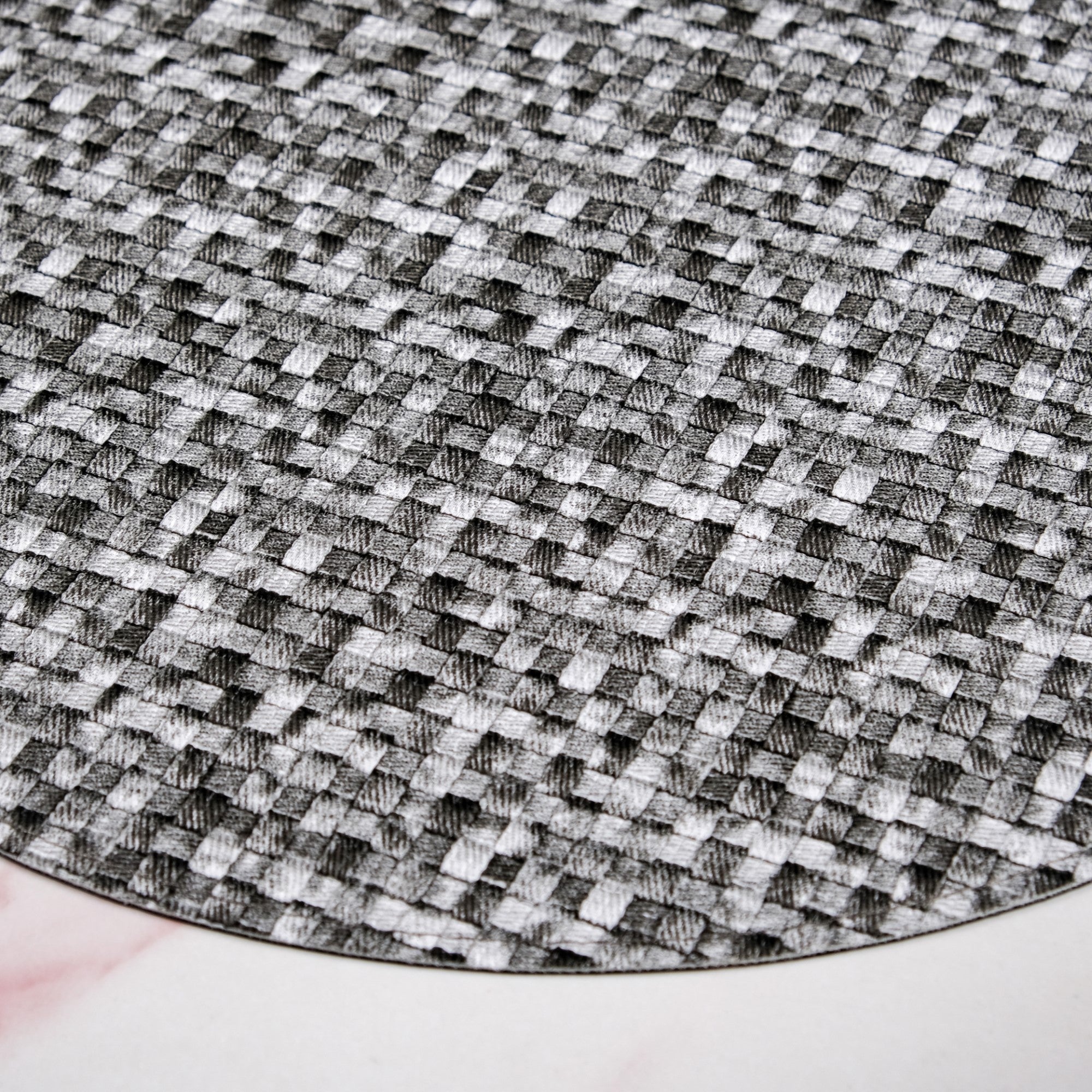 Black And White Intrecciato Weave Round Table Mat Set Of 6