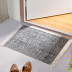 Black And White Tweed Cotton Anti Slip Floor Mat 96x53cm