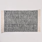 Black And White Tweed Cotton Anti Slip Floor Mat 96x53cm