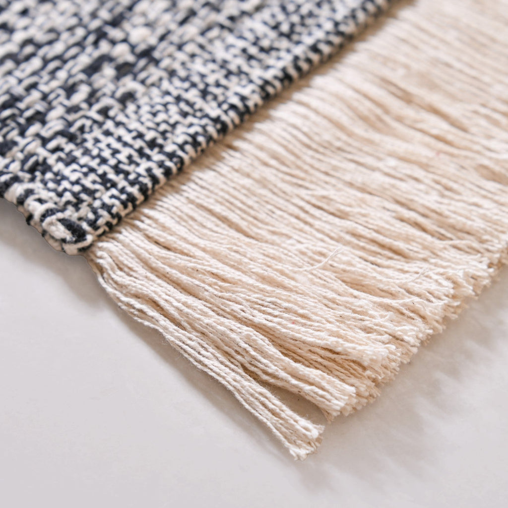 Black And White Tweed Cotton Anti Slip Floor Mat 96x53cm