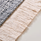 Black And White Tweed Cotton Anti Slip Floor Mat 96x53cm