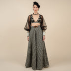 Black Bishop Sleeve Sharara Set | CHAR