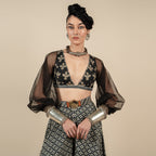 Black Bishop Sleeve Sharara Set | CHAR