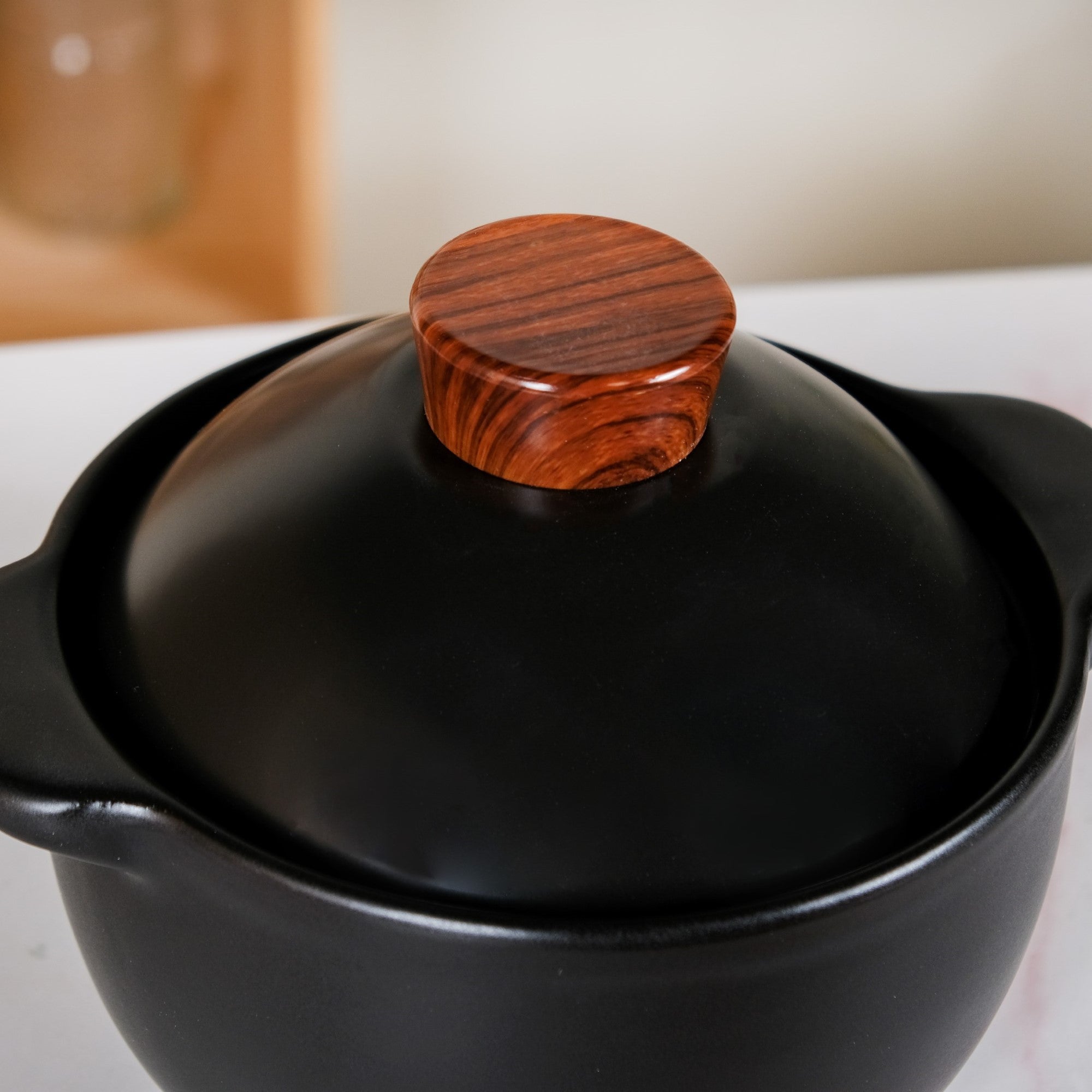 Maison Black Ceramic Clay Pot For Cooking 2200ml