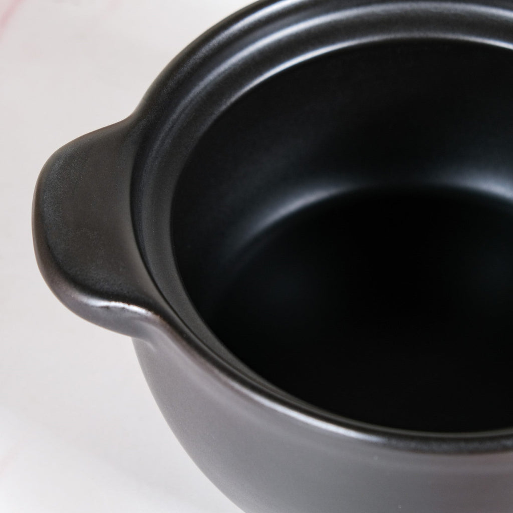 Maison Black Ceramic Clay Pot For Cooking 2200ml