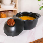 Maison Black Ceramic Clay Pot For Cooking 2200ml