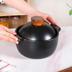 Maison Black Ceramic Clay Pot For Cooking 2200ml
