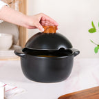 Maison Black Ceramic Clay Pot For Cooking 2200ml
