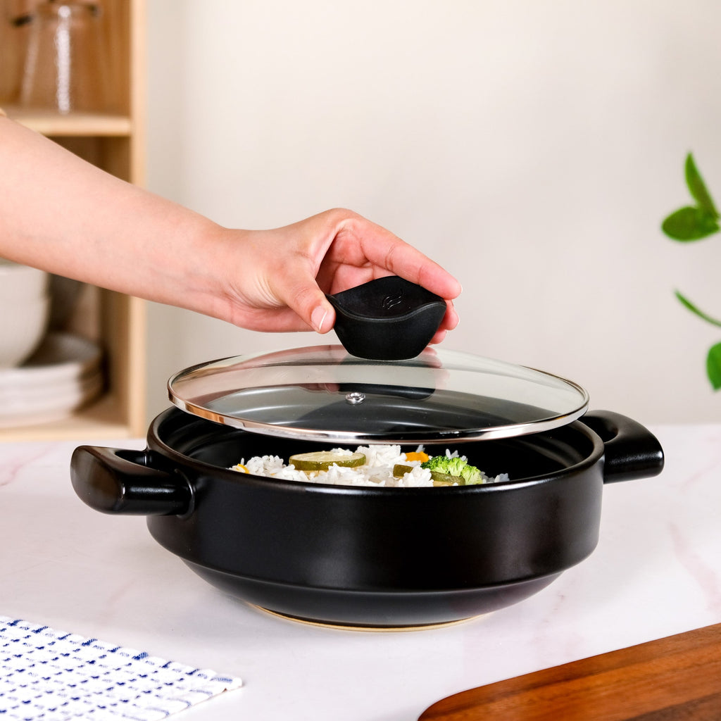 Classic Black Korean Ceramic Cooking Pot 2000ml