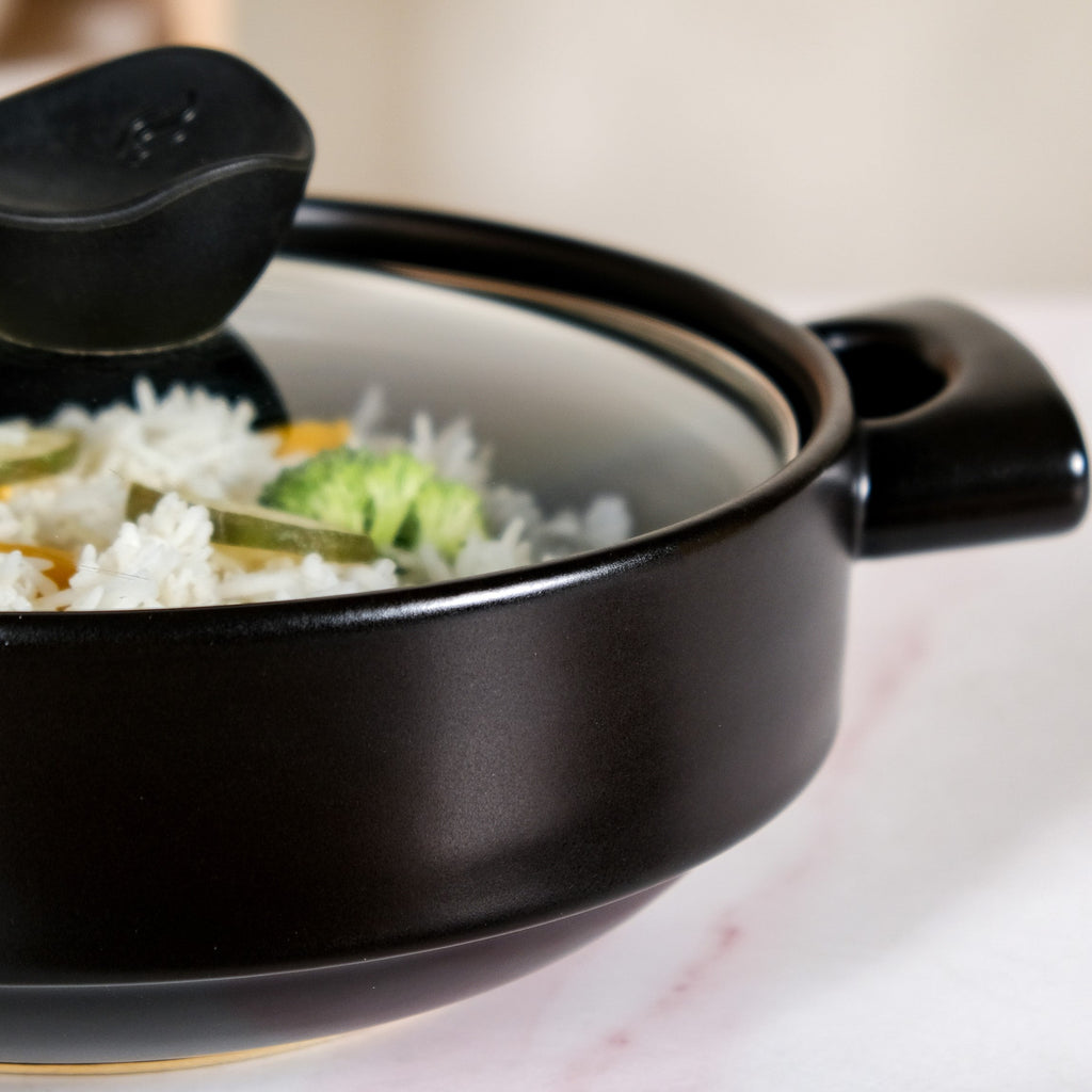 Classic Black Korean Ceramic Cooking Pot 2000ml