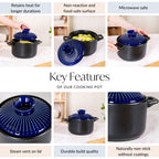Lumea Ceramic Cooking Pot With Deep Blue Lid 2600ml