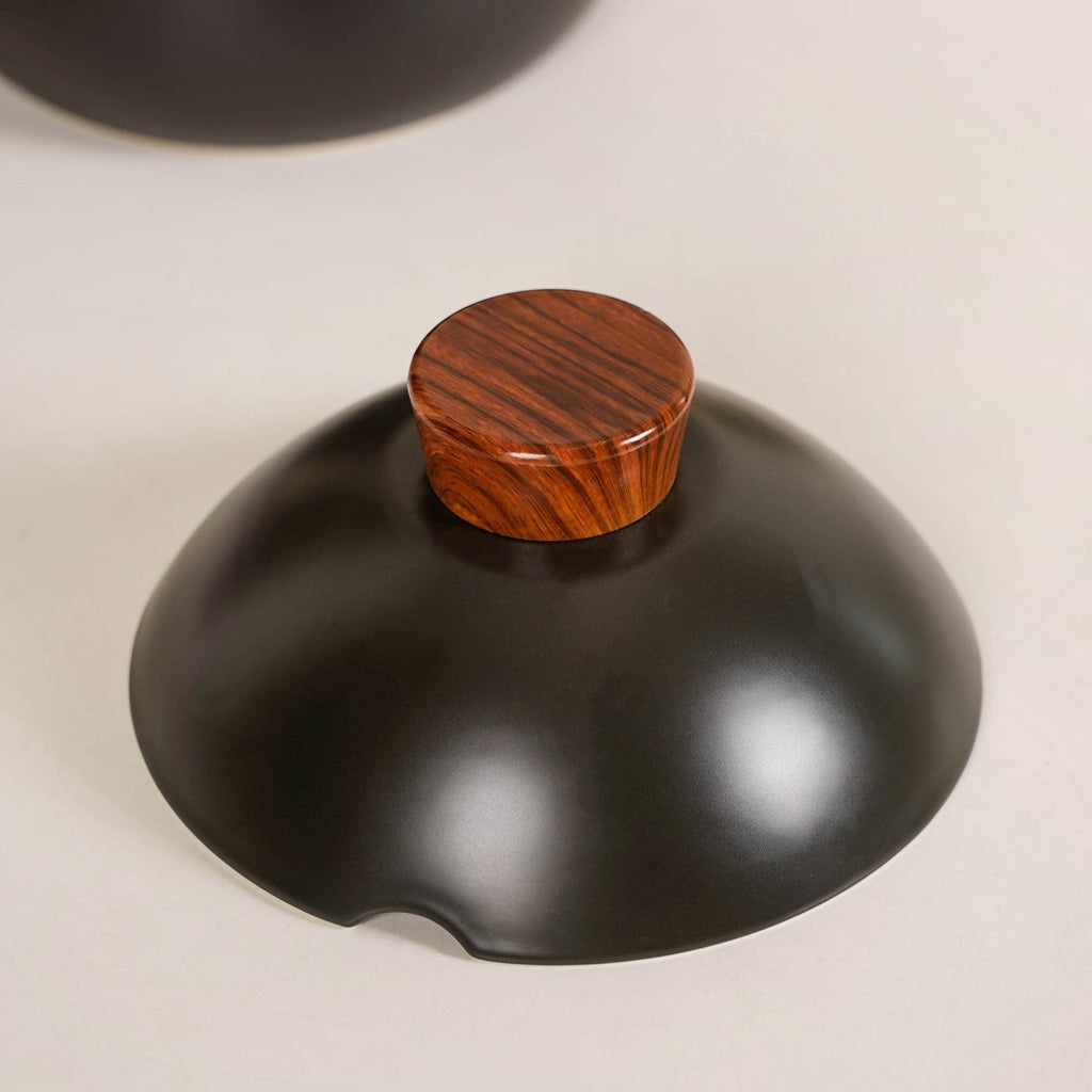 Maison Black Ceramic Cooking Pot With Lid 3700ml