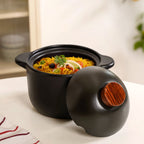 Maison Black Ceramic Cooking Pot With Lid 3700ml