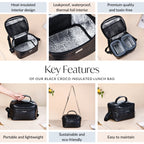 Black Croco Insulated Lunch Bag