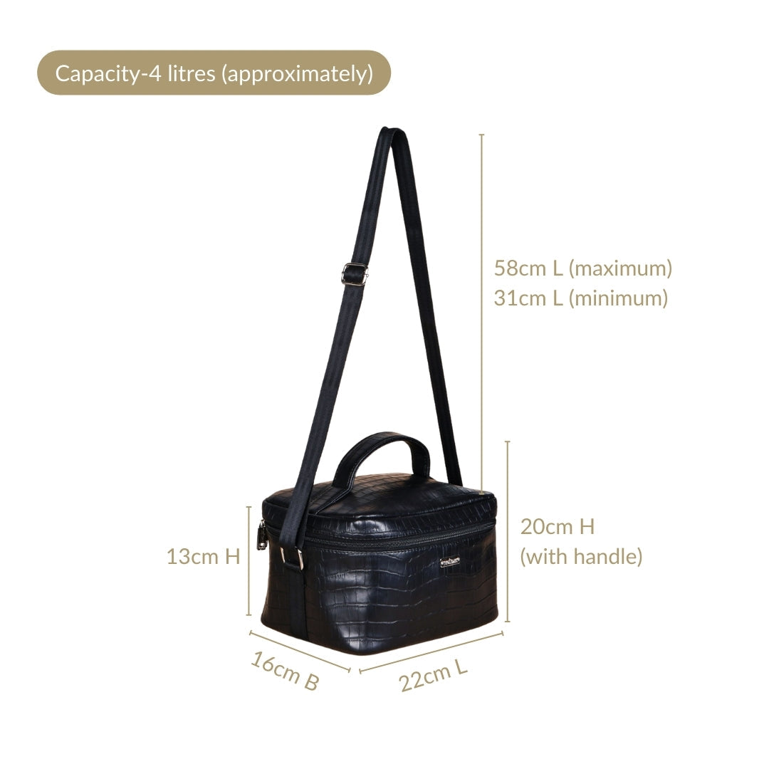 Black Croco Insulated Lunch Bag
