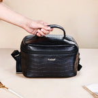 Black Croco Insulated Lunch Bag