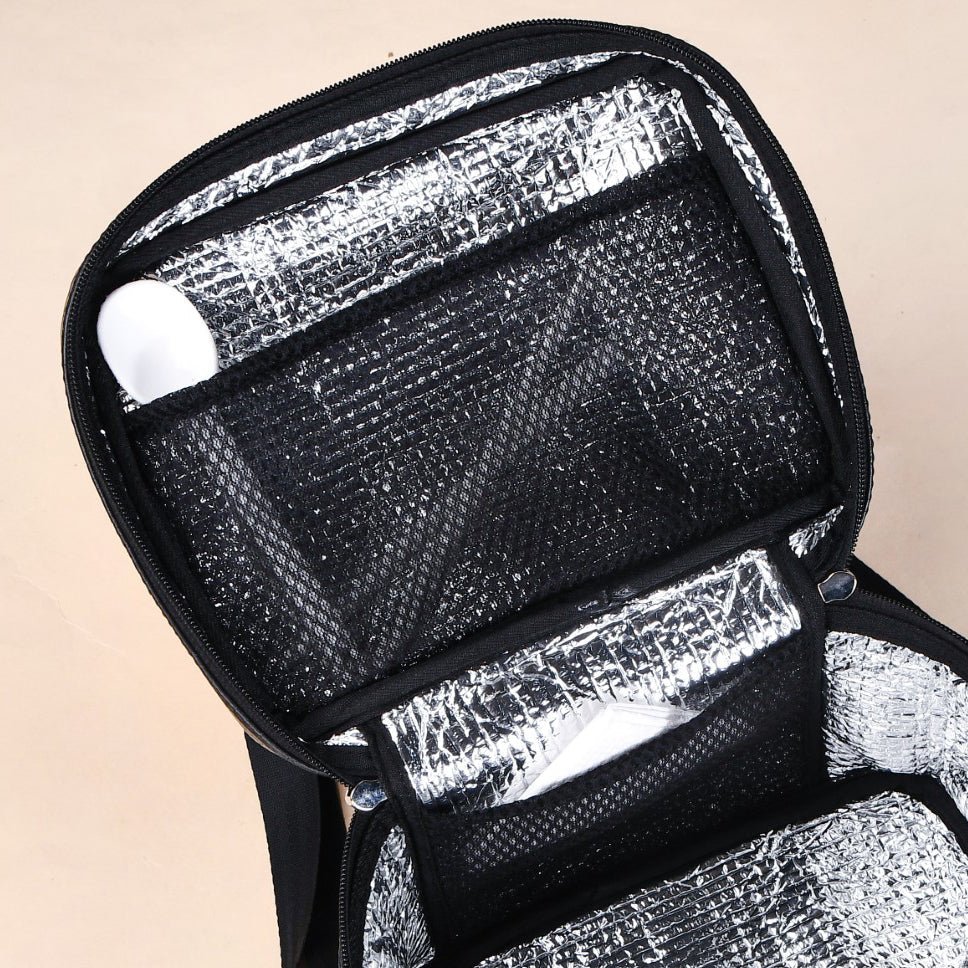 Black Croco Insulated Lunch Bag