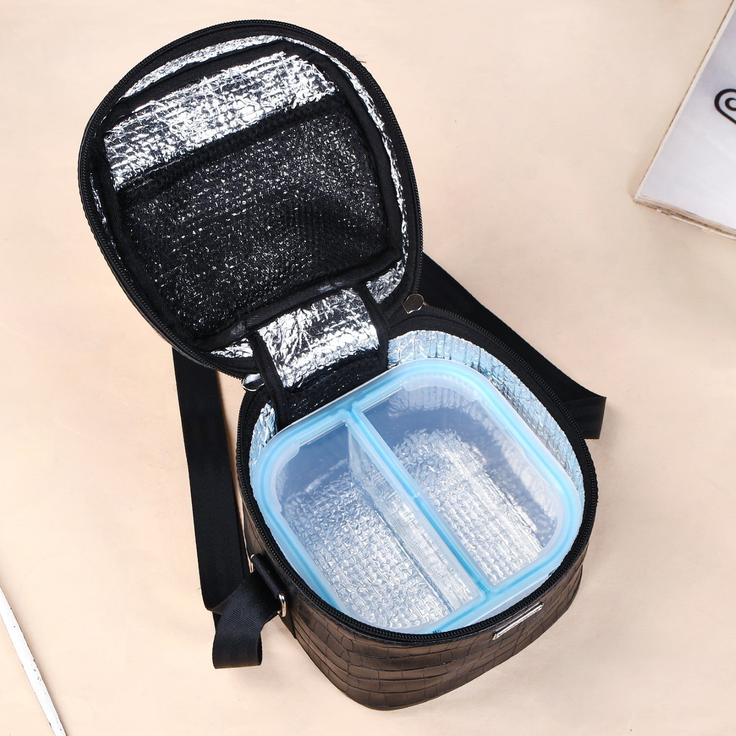 Black Croco Lunch Bag With Insulation