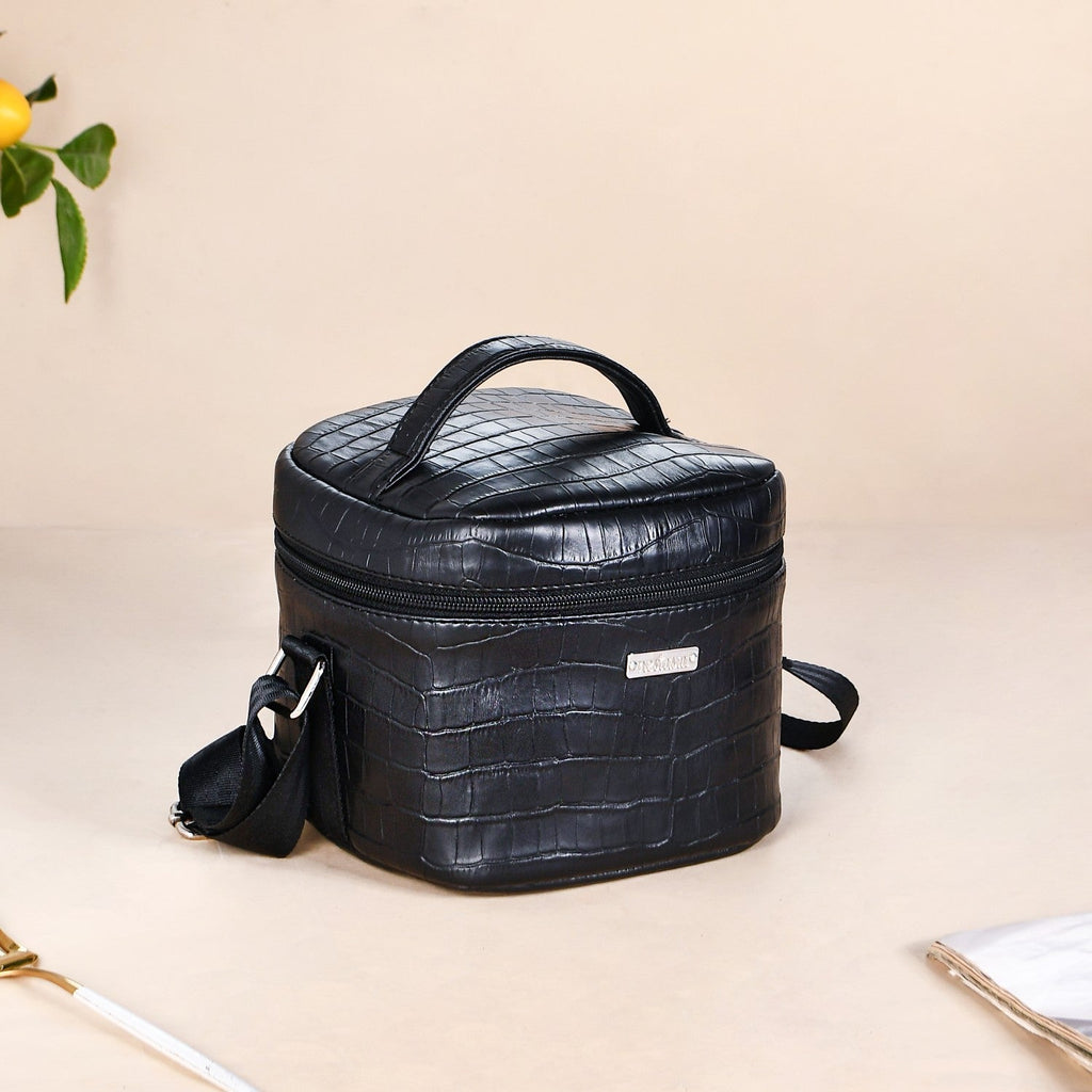 Black Croco Lunch Bag With Insulation