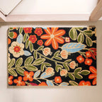 Black Floral Coir Mat 36x24 Inch